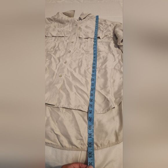 New H&M Pompette Gray Dusty Light Silk Blend Utility Shirt Size XL Oversized - Picture 11 of 14